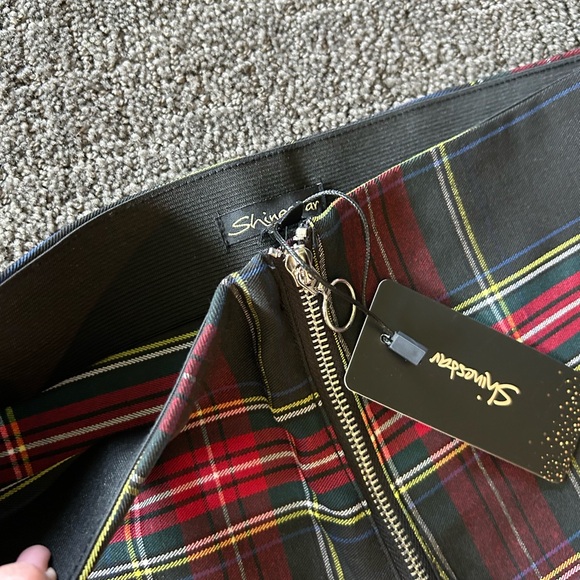 Shinestar Tartan Skinny Pants - Red, Black, Yellow - Picture 8 of 9